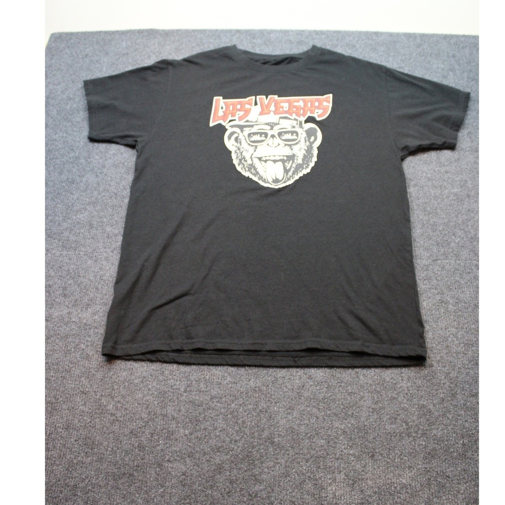 Las Vegas Monkey Sunglasses Graphic T-Shirt Mens Black Short Sleeve XL - Picture 1 of 7